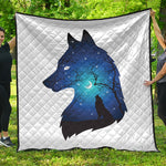 Night Forest Wolf Spirit Print Quilt