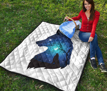 Night Forest Wolf Spirit Print Quilt