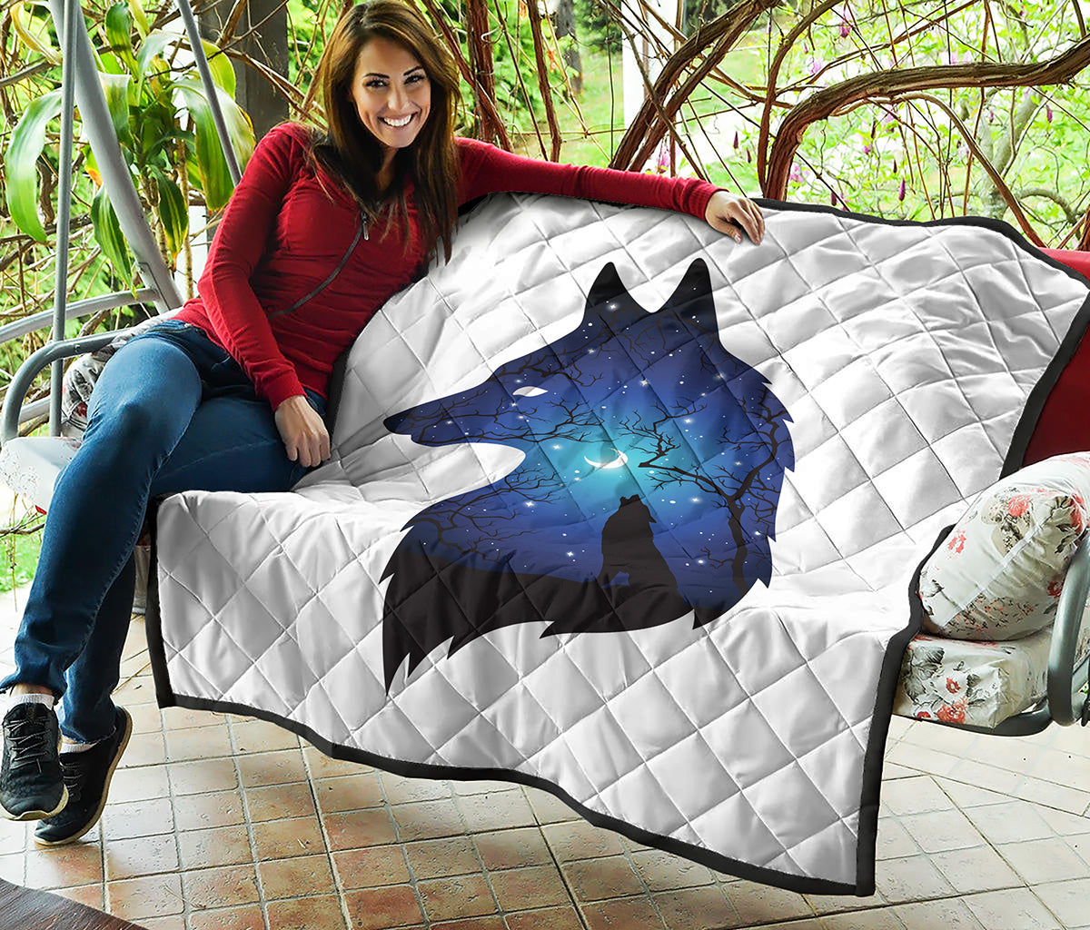 Night Forest Wolf Spirit Print Quilt