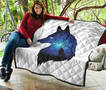 Night Forest Wolf Spirit Print Quilt