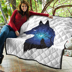 Night Forest Wolf Spirit Print Quilt