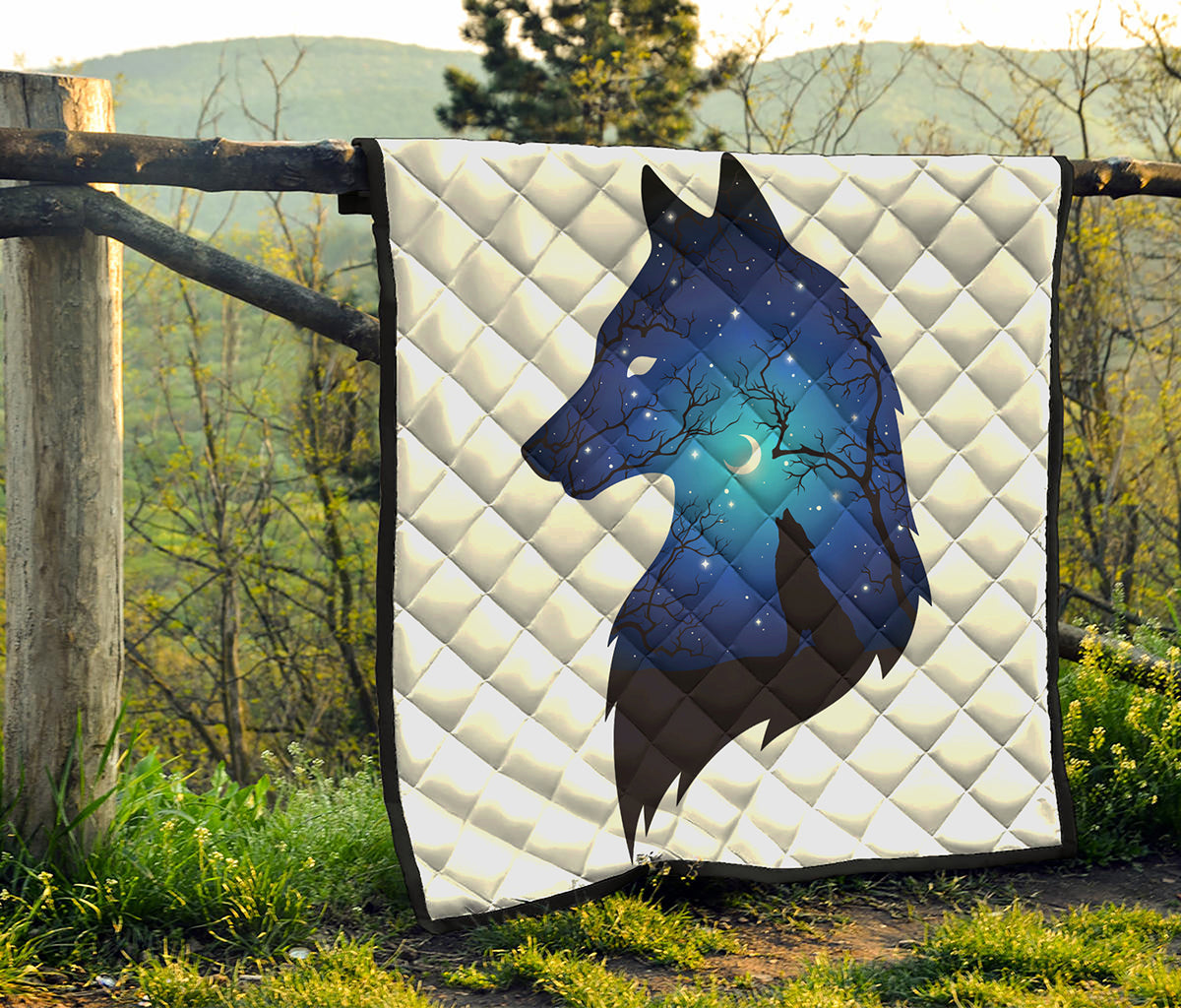 Night Forest Wolf Spirit Print Quilt