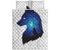 Night Forest Wolf Spirit Print Quilt Bed Set
