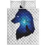 Night Forest Wolf Spirit Print Quilt Bed Set