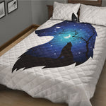 Night Forest Wolf Spirit Print Quilt Bed Set