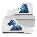 Night Forest Wolf Spirit Print White High Top Sneakers