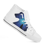Night Forest Wolf Spirit Print White High Top Shoes