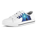 Night Forest Wolf Spirit Print White Low Top Shoes