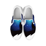 Night Forest Wolf Spirit Print White Slip On Shoes