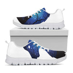 Night Forest Wolf Spirit Print White Sneakers