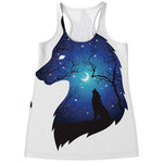 Night Forest Wolf Spirit Print Women's Racerback Tank Top