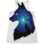 Night Forest Wolf Spirit Print Women's Racerback Tank Top