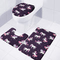 Night Girly Unicorn Pattern Print 3 Piece Bath Mat Set