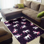 Night Girly Unicorn Pattern Print Area Rug GearFrost