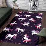 Night Girly Unicorn Pattern Print Area Rug GearFrost
