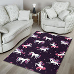 Night Girly Unicorn Pattern Print Area Rug GearFrost