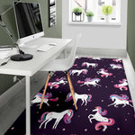 Night Girly Unicorn Pattern Print Area Rug GearFrost