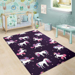 Night Girly Unicorn Pattern Print Area Rug GearFrost