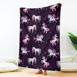 Night Girly Unicorn Pattern Print Blanket