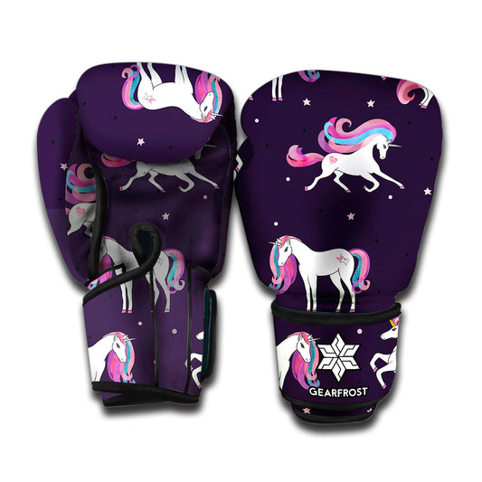 Night Girly Unicorn Pattern Print Boxing Gloves