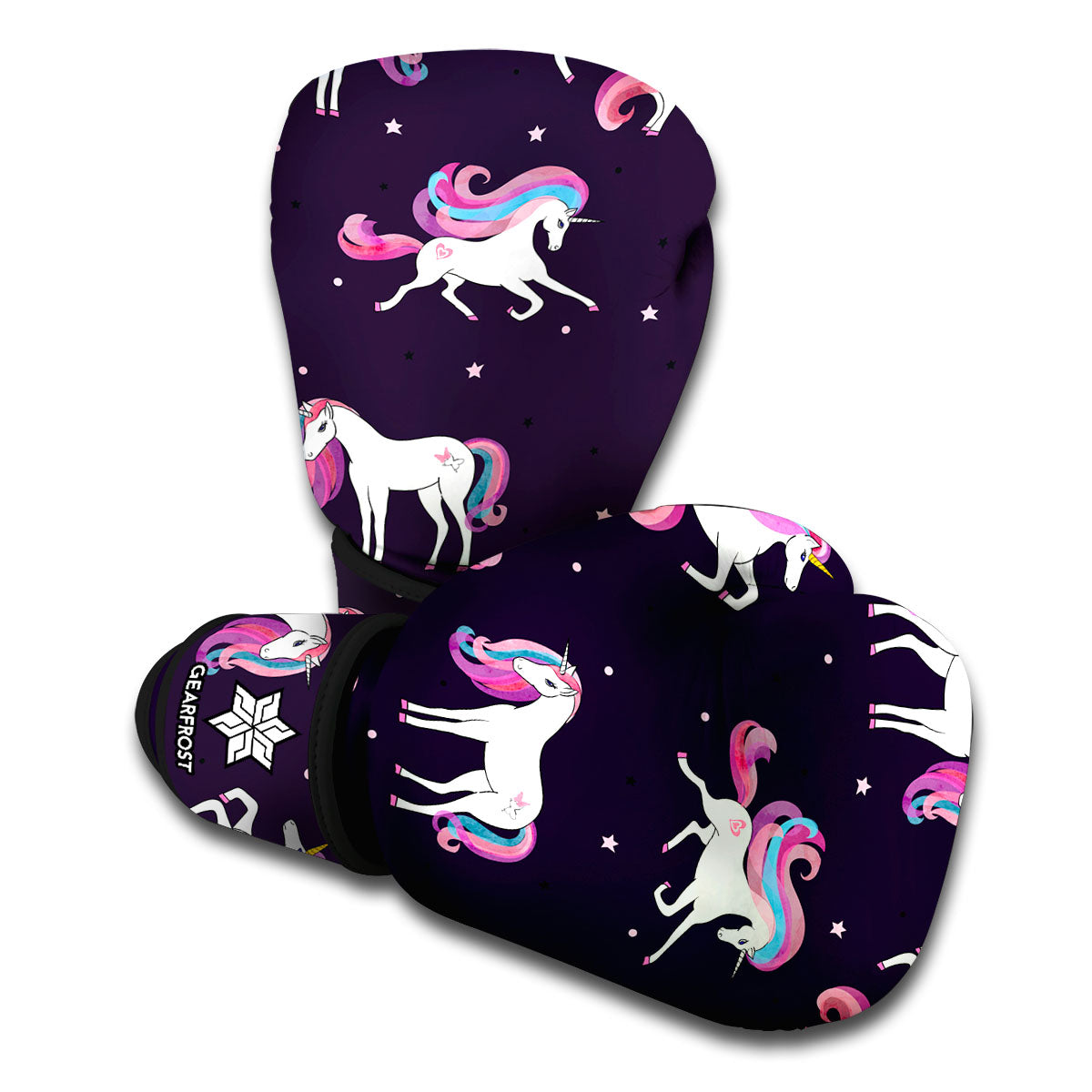 Night Girly Unicorn Pattern Print Boxing Gloves