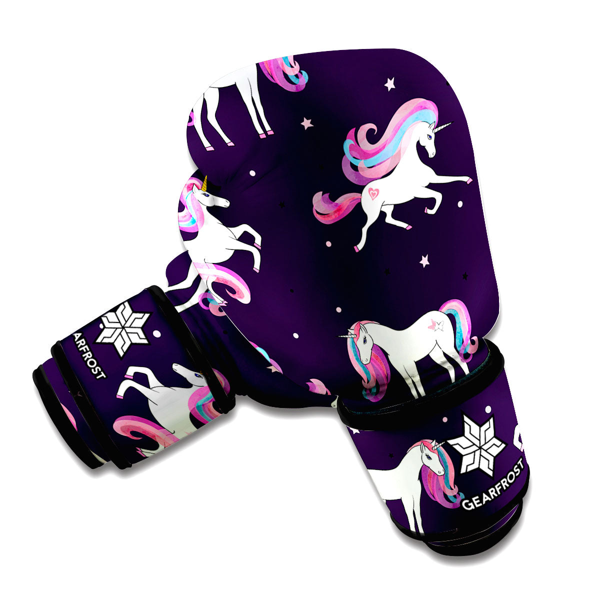 Night Girly Unicorn Pattern Print Boxing Gloves