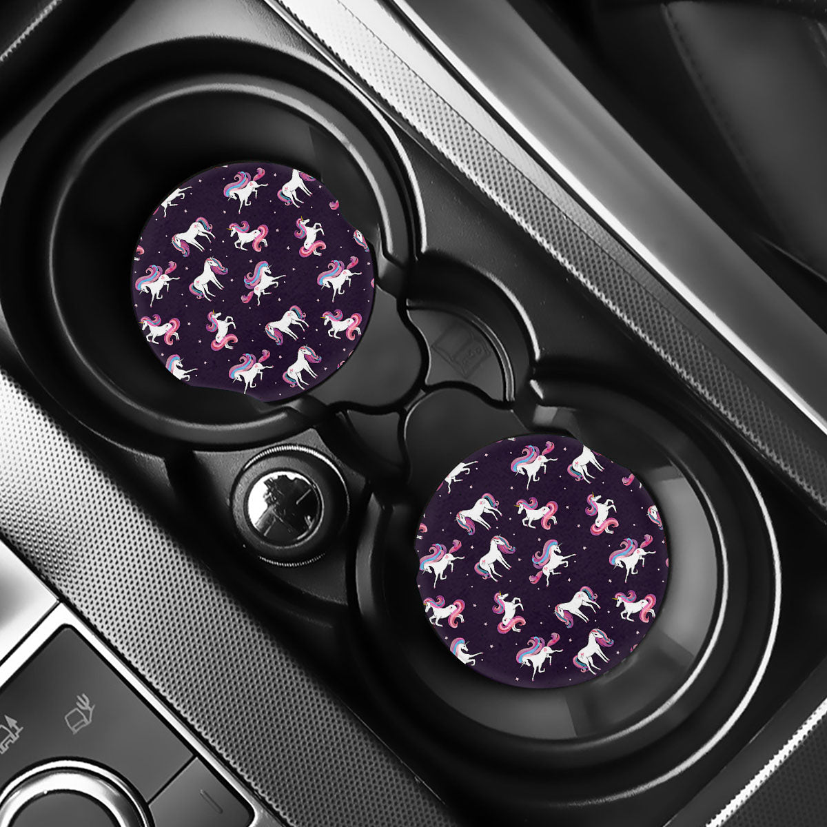 Night Girly Unicorn Pattern Print Car Coasters