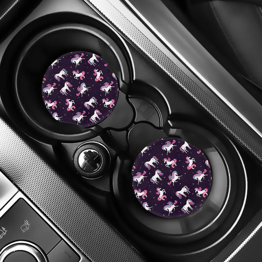 Night Girly Unicorn Pattern Print Car Coasters