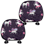 Night Girly Unicorn Pattern Print Car Headrest Covers
