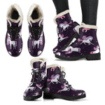 Night Girly Unicorn Pattern Print Comfy Boots GearFrost
