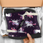 Night Girly Unicorn Pattern Print Comfy Boots GearFrost