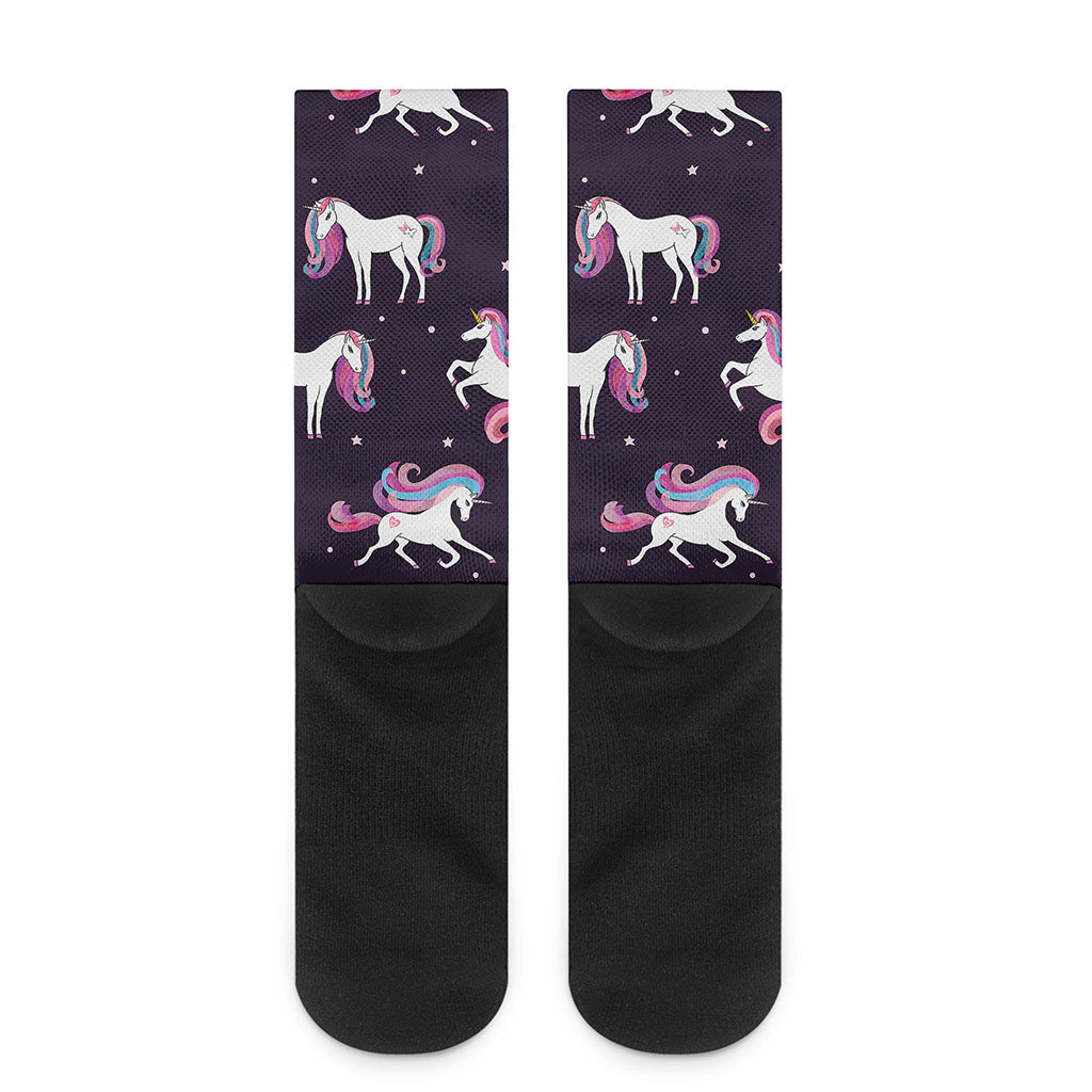 Night Girly Unicorn Pattern Print Crew Socks