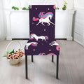 Night Girly Unicorn Pattern Print Dining Chair Slipcover