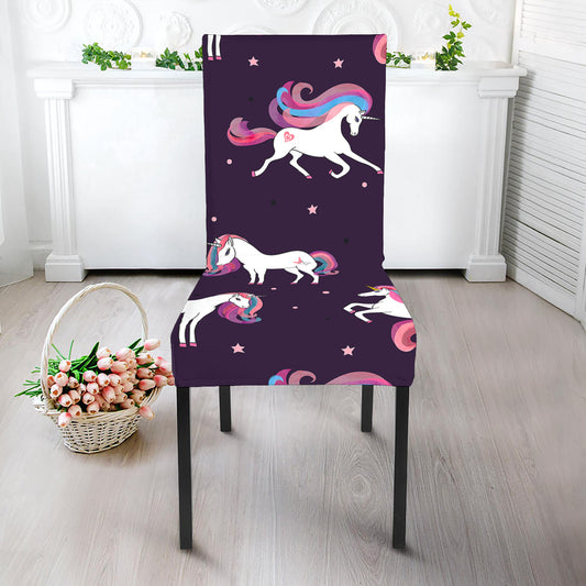 Night Girly Unicorn Pattern Print Dining Chair Slipcover
