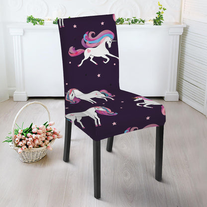Night Girly Unicorn Pattern Print Dining Chair Slipcover