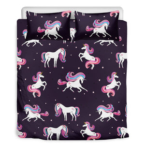 Night Girly Unicorn Pattern Print Duvet Cover Bedding Set