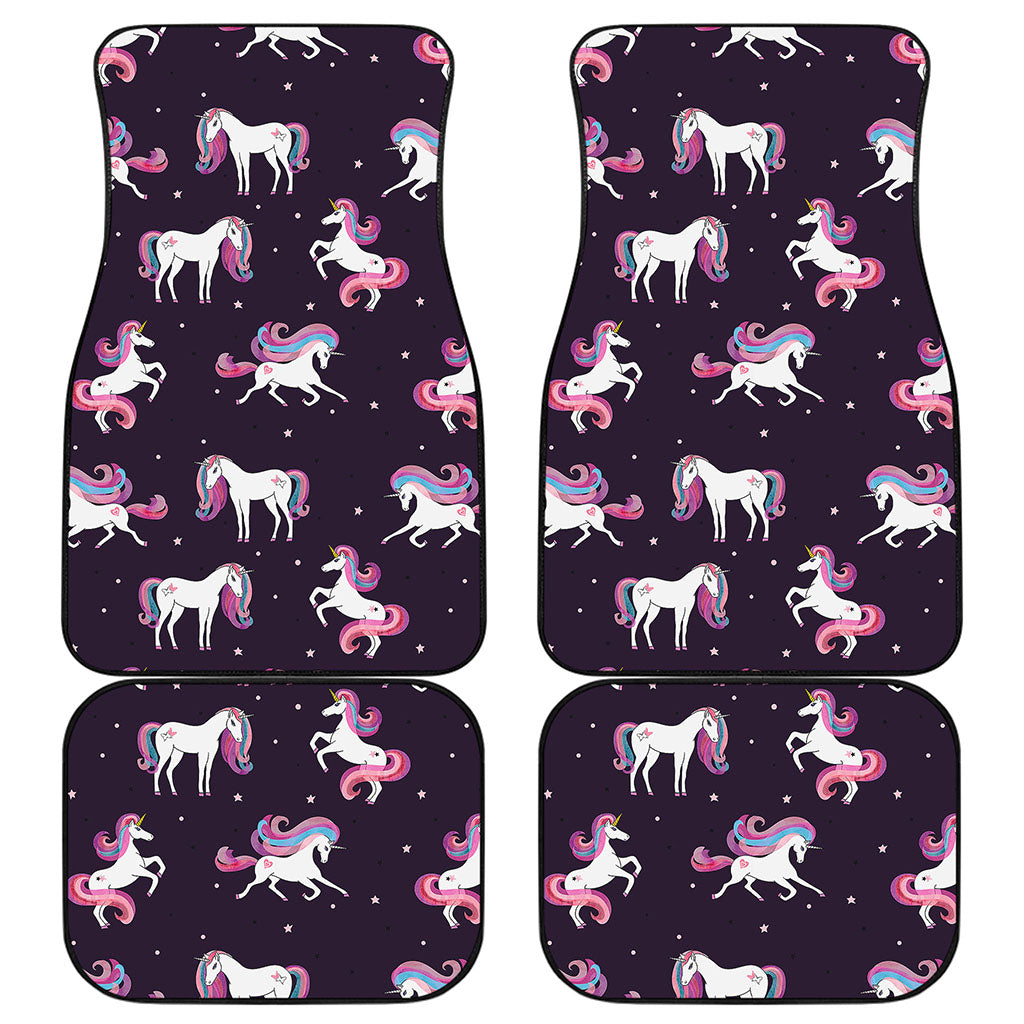 Night Girly Unicorn Pattern Print Front and Back Car Floor Mats