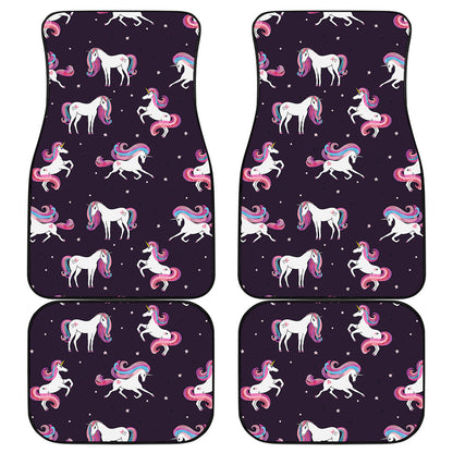 Night Girly Unicorn Pattern Print Front and Back Car Floor Mats