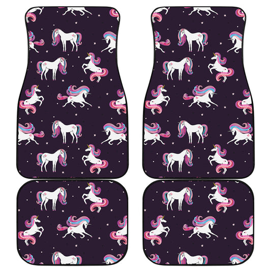 Night Girly Unicorn Pattern Print Front and Back Car Floor Mats