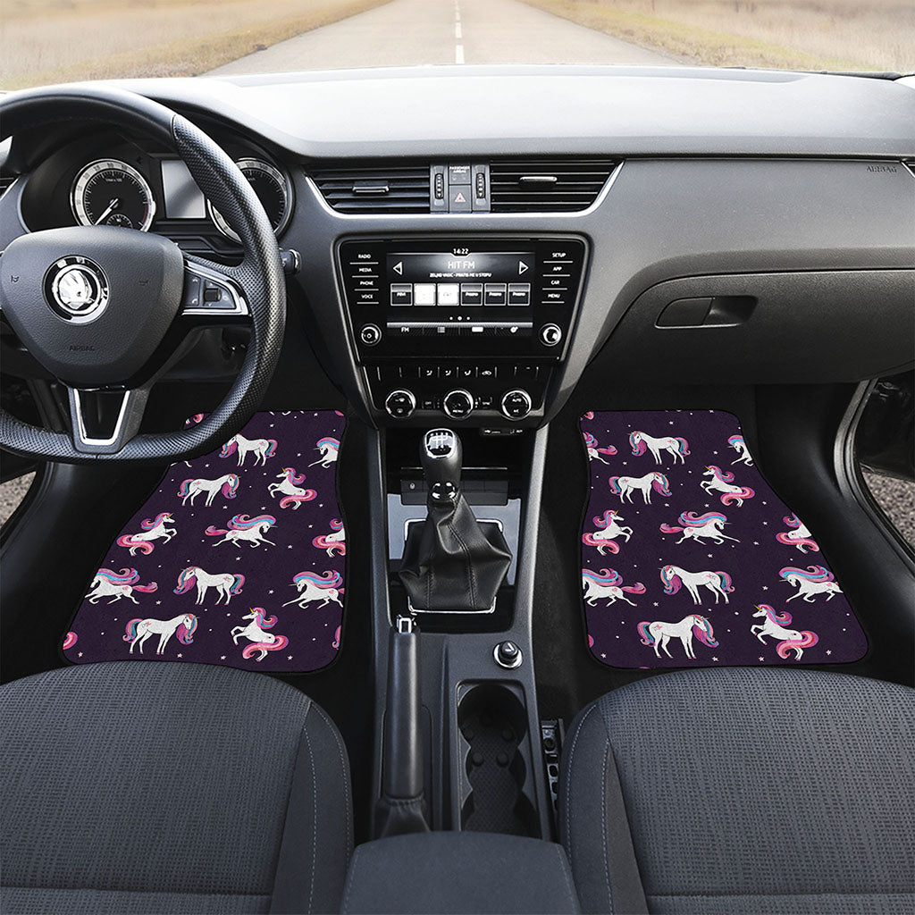 Night Girly Unicorn Pattern Print Front and Back Car Floor Mats