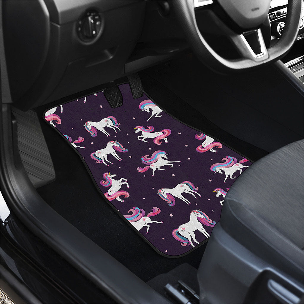 Night Girly Unicorn Pattern Print Front and Back Car Floor Mats