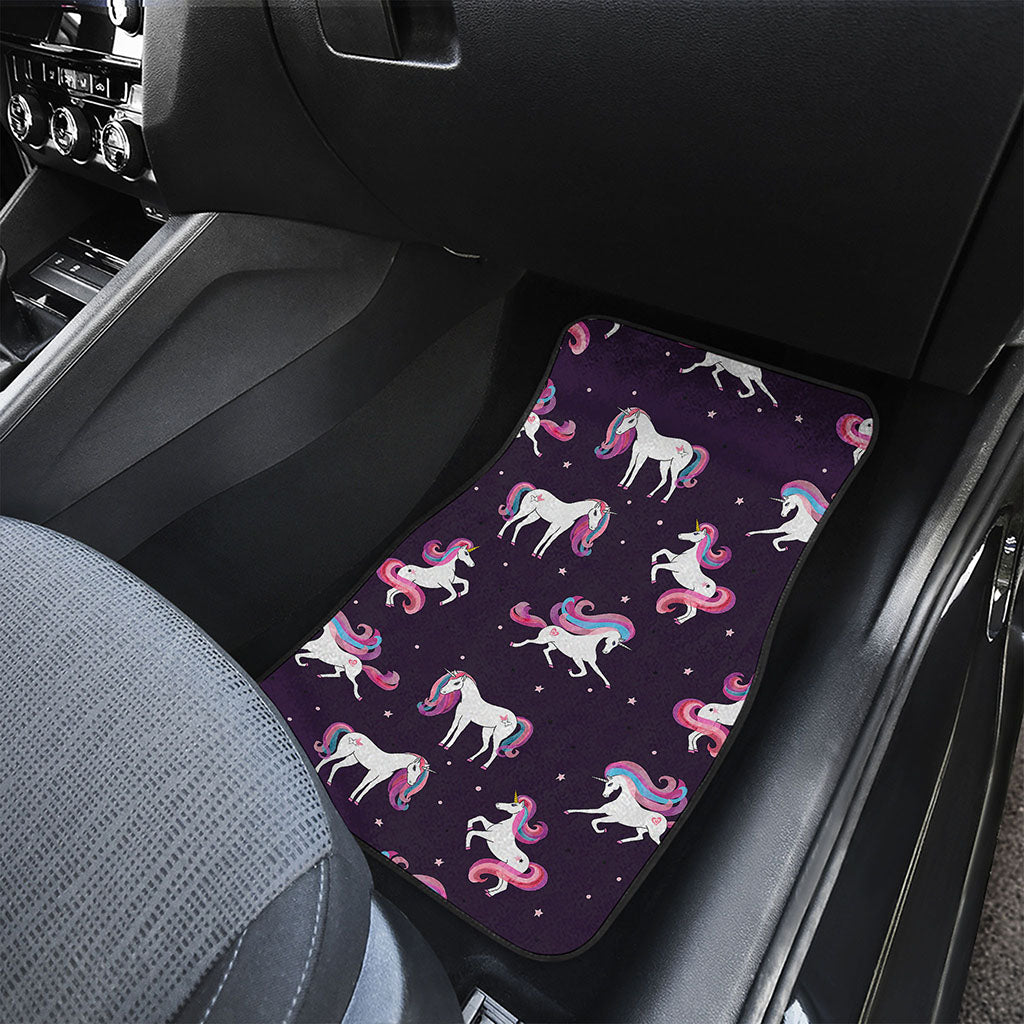 Night Girly Unicorn Pattern Print Front and Back Car Floor Mats