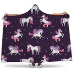 Night Girly Unicorn Pattern Print Hooded Blanket