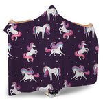 Night Girly Unicorn Pattern Print Hooded Blanket