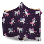 Night Girly Unicorn Pattern Print Hooded Blanket