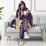 Night Girly Unicorn Pattern Print Hooded Blanket
