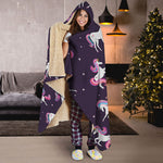 Night Girly Unicorn Pattern Print Hooded Blanket