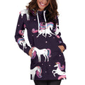 Night Girly Unicorn Pattern Print Pullover Hoodie Dress