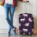 Night Girly Unicorn Pattern Print Luggage Cover GearFrost