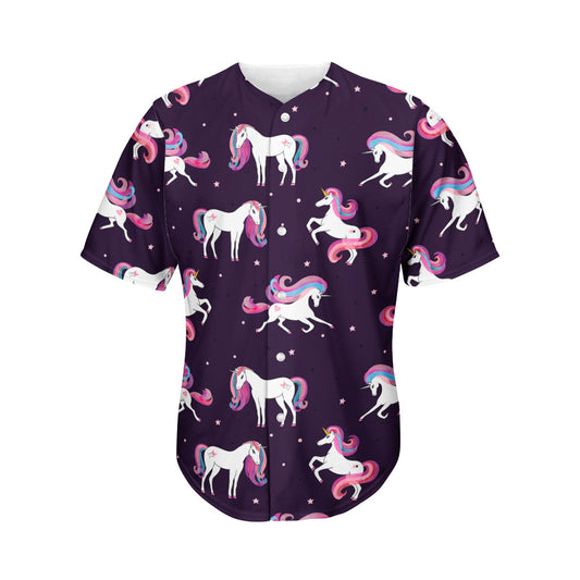 Night Girly Unicorn Pattern Print Men's Baseball Jersey